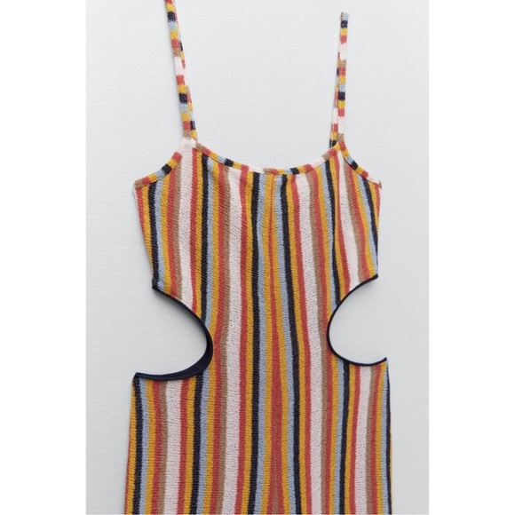 NWT ZARA Terrycloth Cut Out Stripped Jumpsuit - Picture 6 of 12